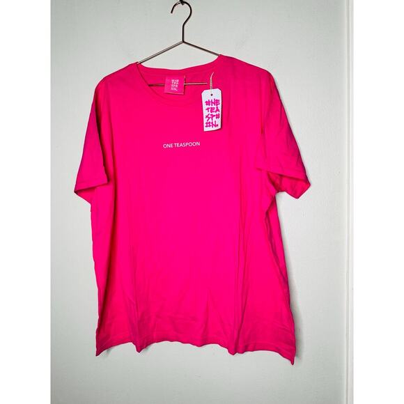 ONE TEASPOON Fluorescent Pink Glow One Teaspoon Logo Tee Shirt NWT Size XXL - Picture 3 of 6